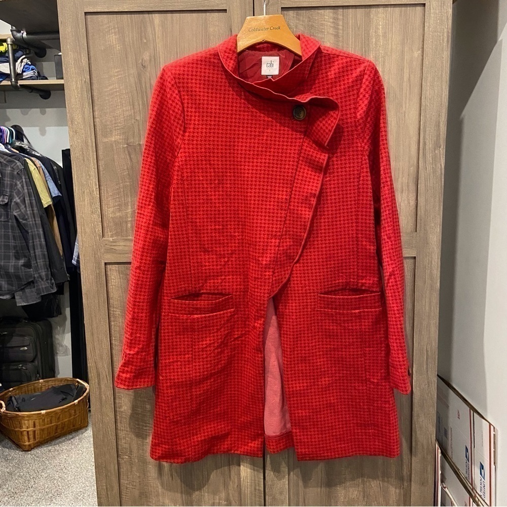 CAbi Celebration Jacket houndstooth red small